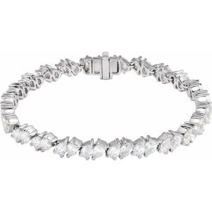 14K White Gold Pear 4.7 X 3.3Mm G-H Si 9 1/2 Ctw Lab-Grown Diamond Line Bracelet, Length: 7 In