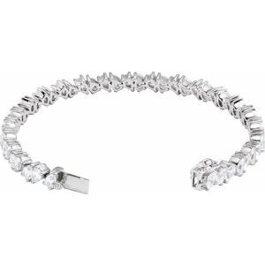 14K White Gold Pear 4.7 X 3.3Mm G-H Si 9 1/2 Ctw Lab-Grown Diamond Line Bracelet, Length: 7 In
