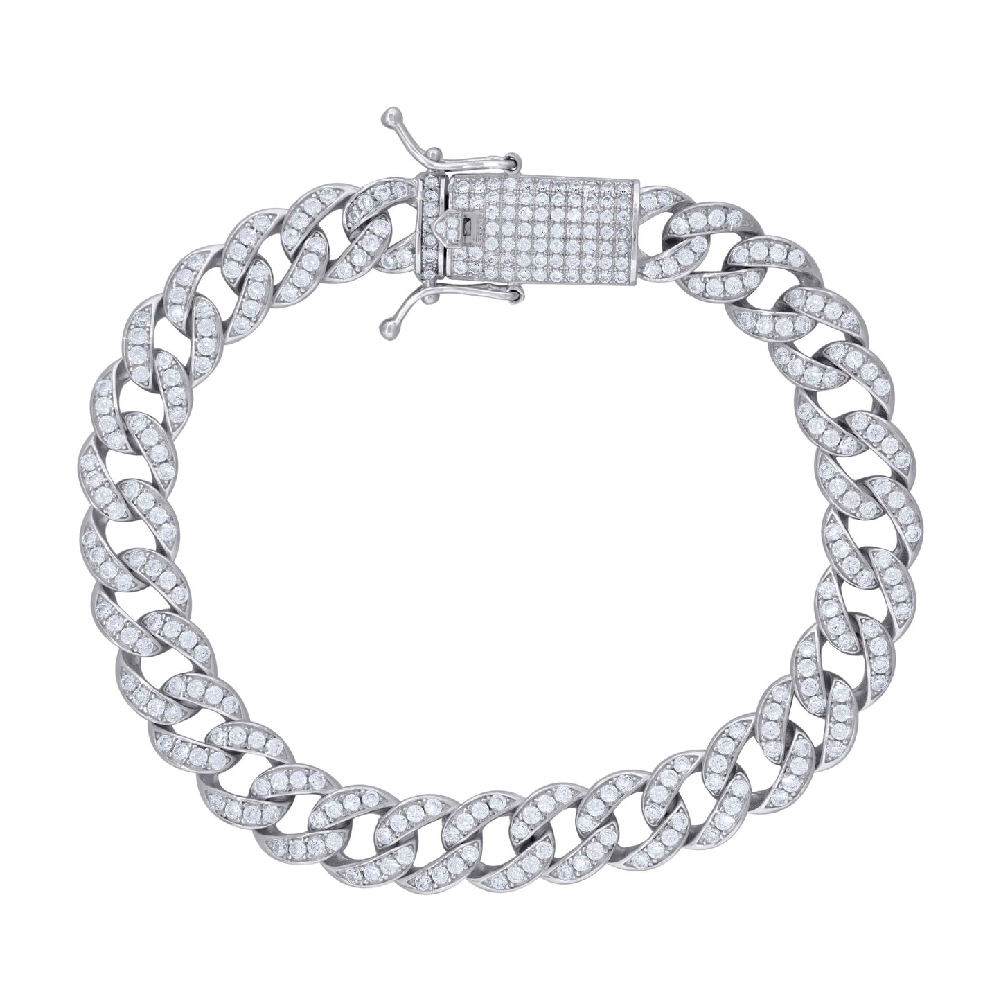 Sterling Silver Or Yellow Tone Moissanite Miami Cuban Chain Bracelet