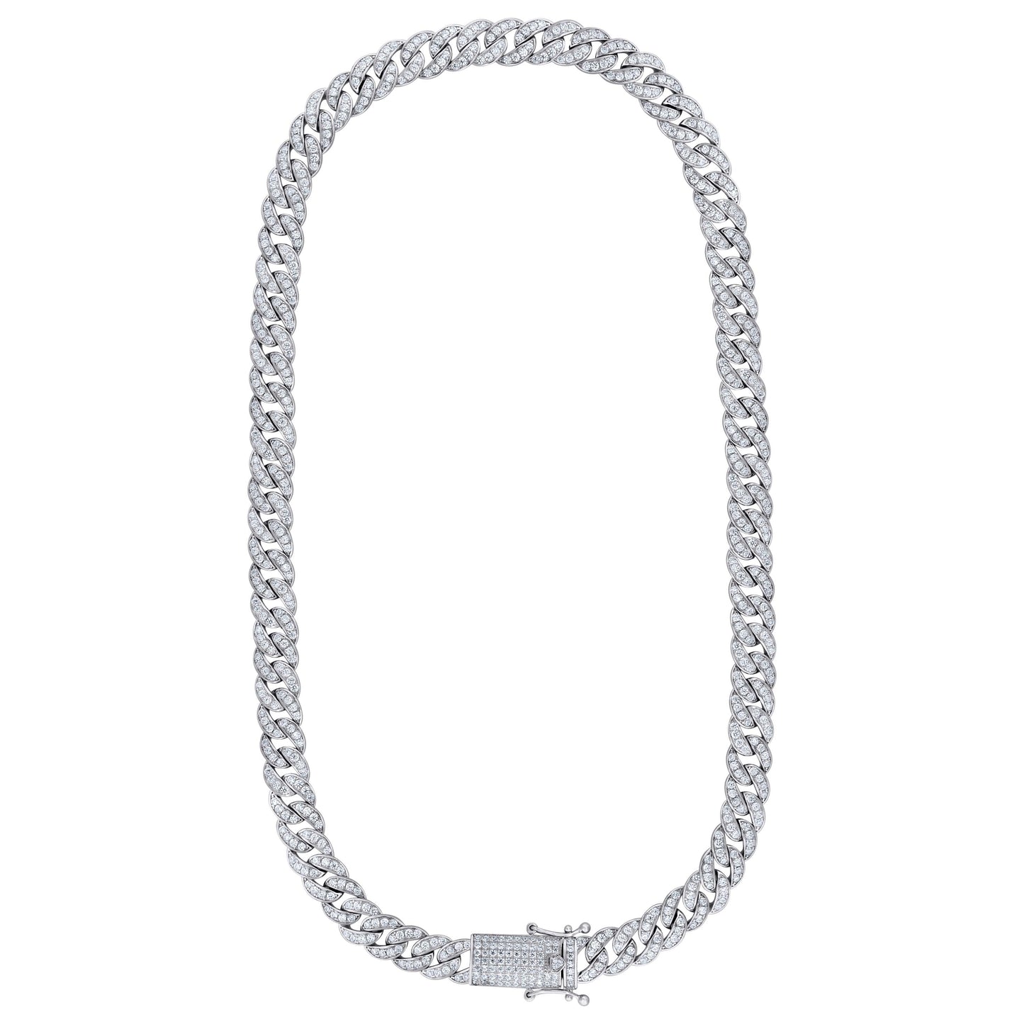 Sterling Silver Moissanite 9mm Miami Cuban Chain