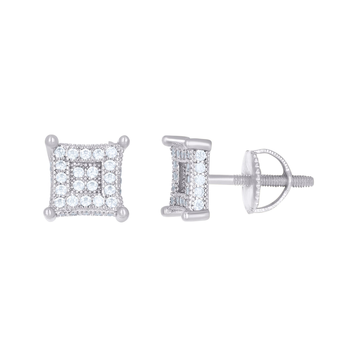 Sterling Silver Or Yellow-Tone Womens Moissanite 0.48Ct Square Stud Earrings