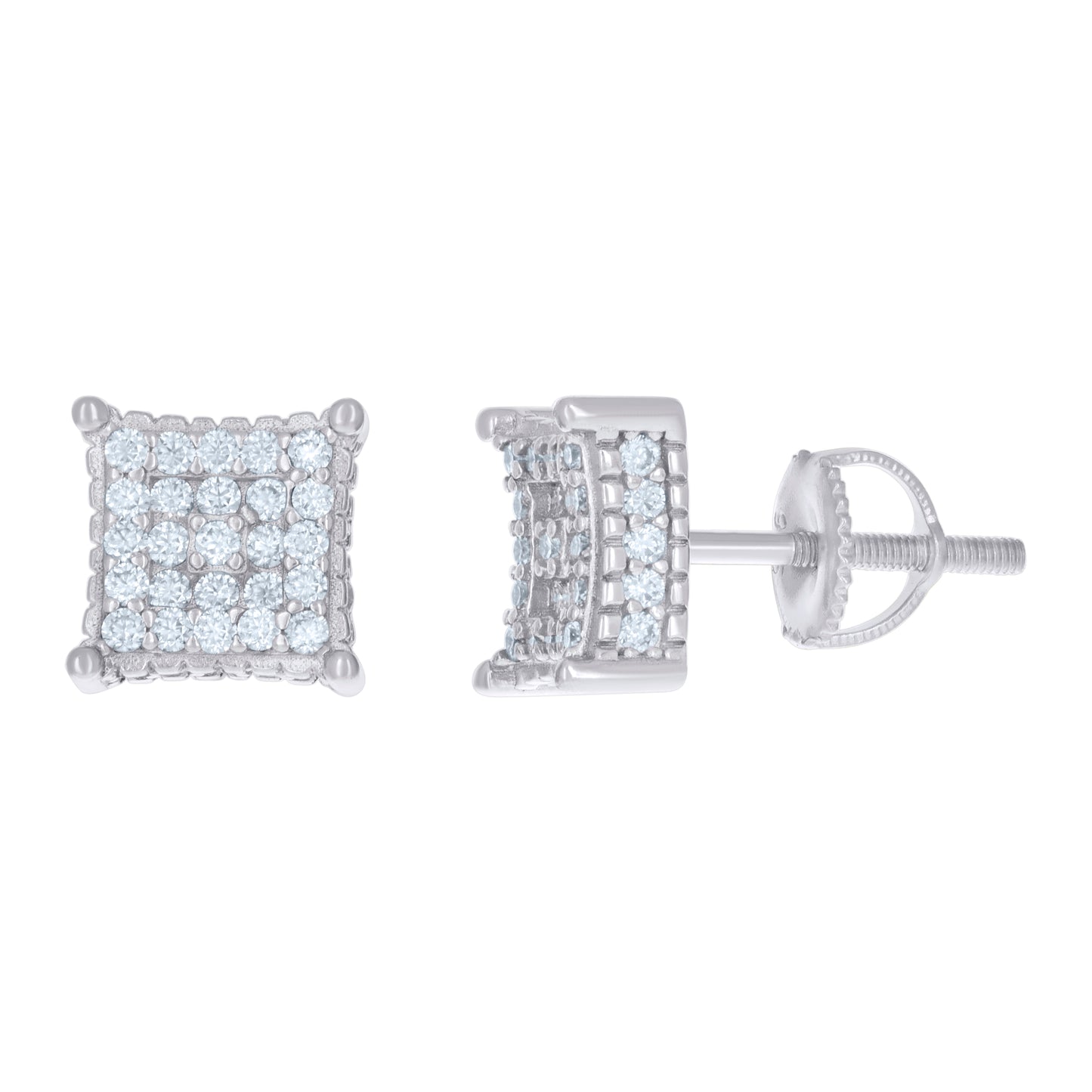 Sterling Silver Or Yellow-Tone Womens 0.78ct Moissanite Square Fashion Stud Earrings