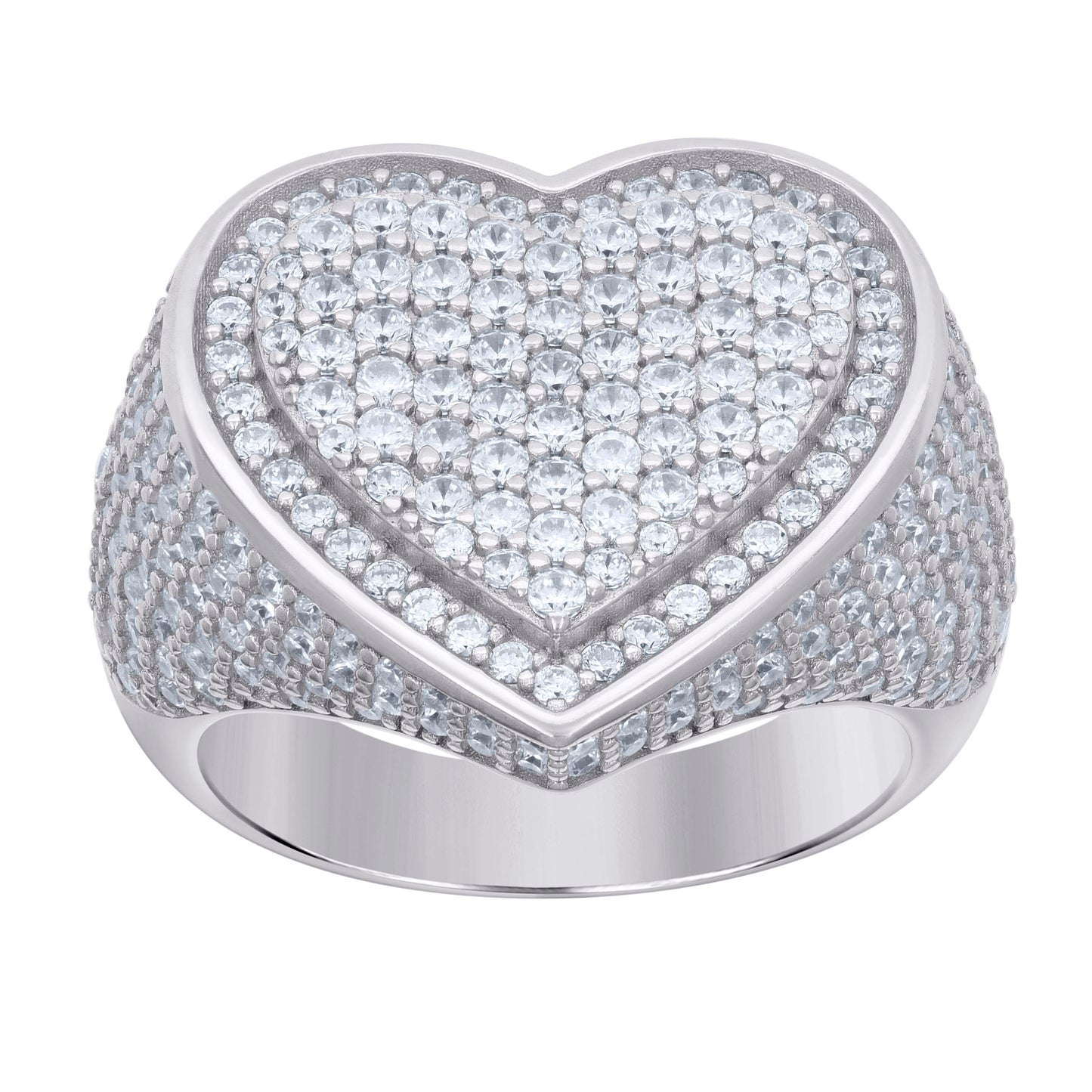 Sterling Silver Womens Moissanite 2.69Ct Heart Bridal Anniversary Wedding Engagement Band Ring