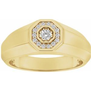 14K Yellow Gold Round 3 Mm 1/5 Ctw Lab-Grown Diamond Mens Band Size 10