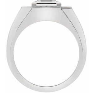 Platinum Emerald 7 X 5 Mm Polished 1 1/4 Ctw Lab-Grown Diamond Mens Band Size 10