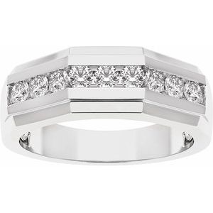 14K White Gold Lab-Grown Diamond Round 2.5 Mm Polished 1/2 Ctw Lab-Grown Diamond Mens Band Size 10