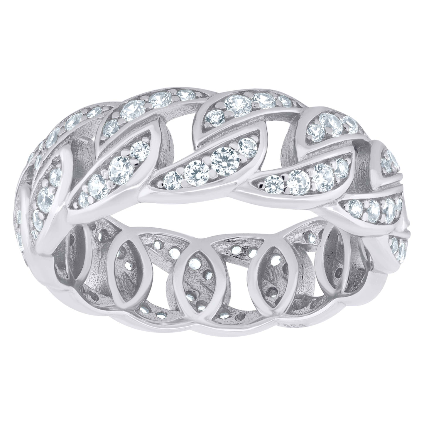 Sterling Silver Womens Moissanite Fashion Bridal Anniversary Wedding Engagement Band Ring