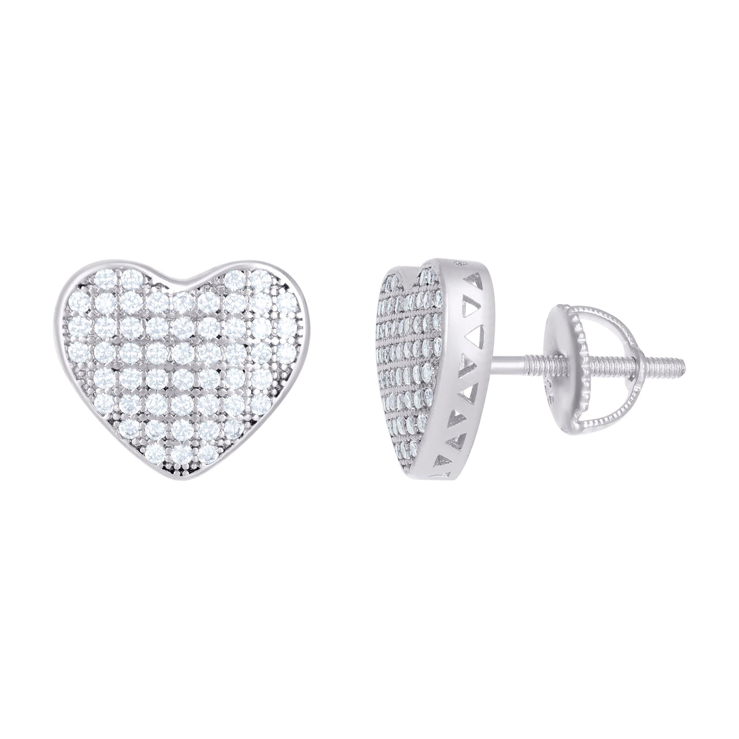 Sterling Silver Or Yellow-tone Womens 0.54ct Moissanite Heart Stud Earrings