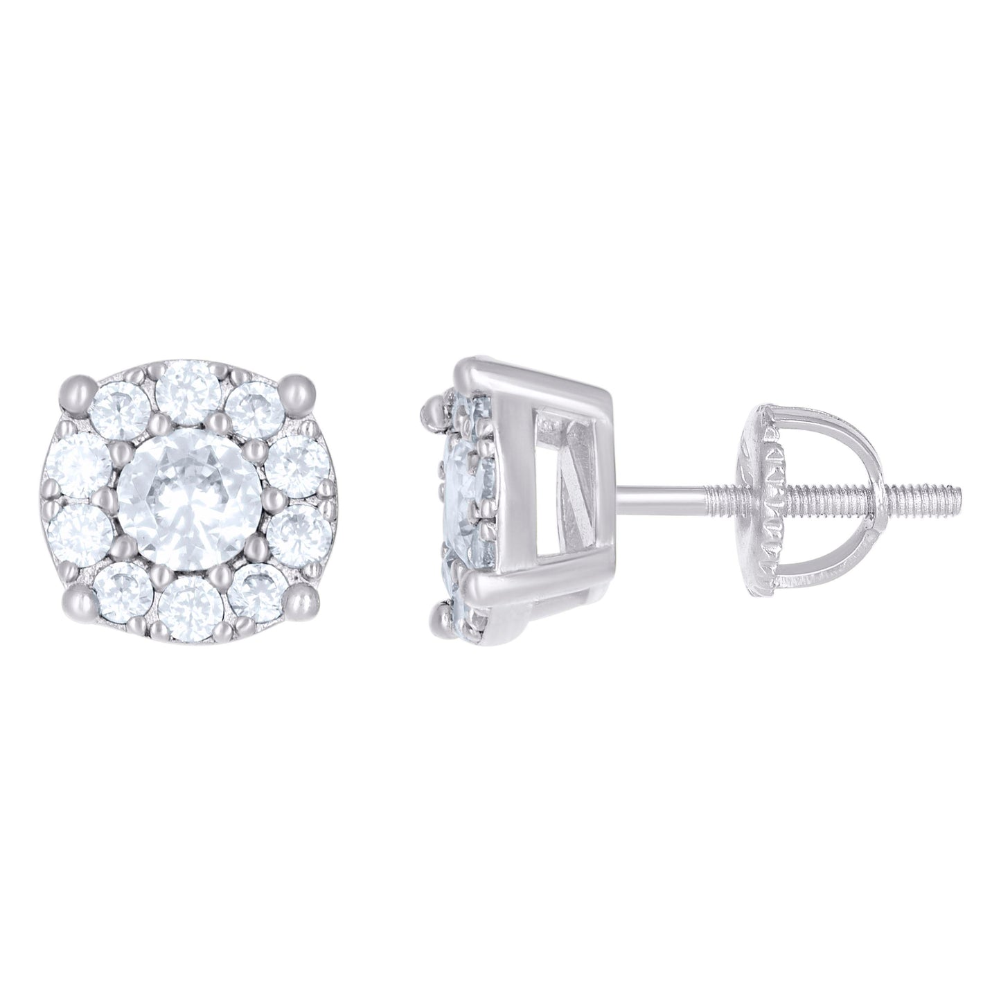 Sterling Silver Or Yellow-Tone Womens Moissanite 9mm Fashion Stud Earrings Screw Back