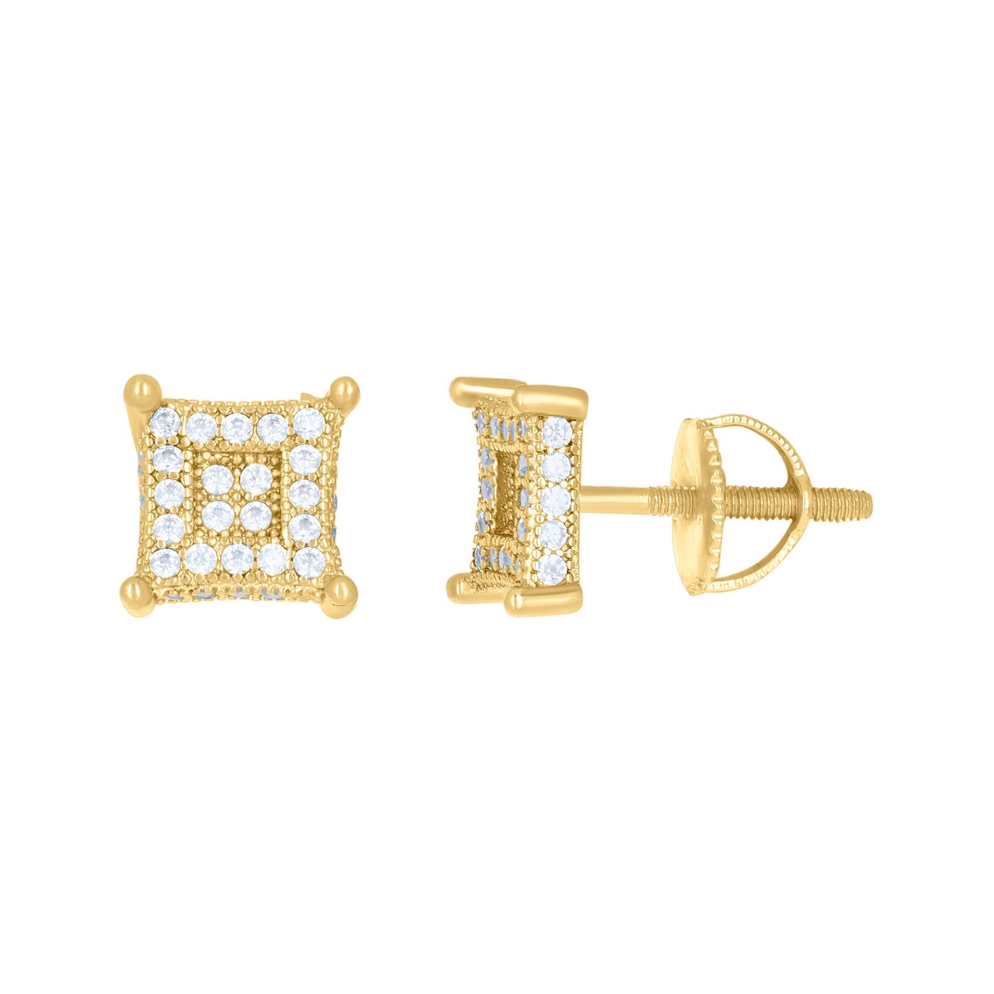 Sterling Silver Or Yellow-Tone Womens Moissanite 0.48Ct Square Stud Earrings