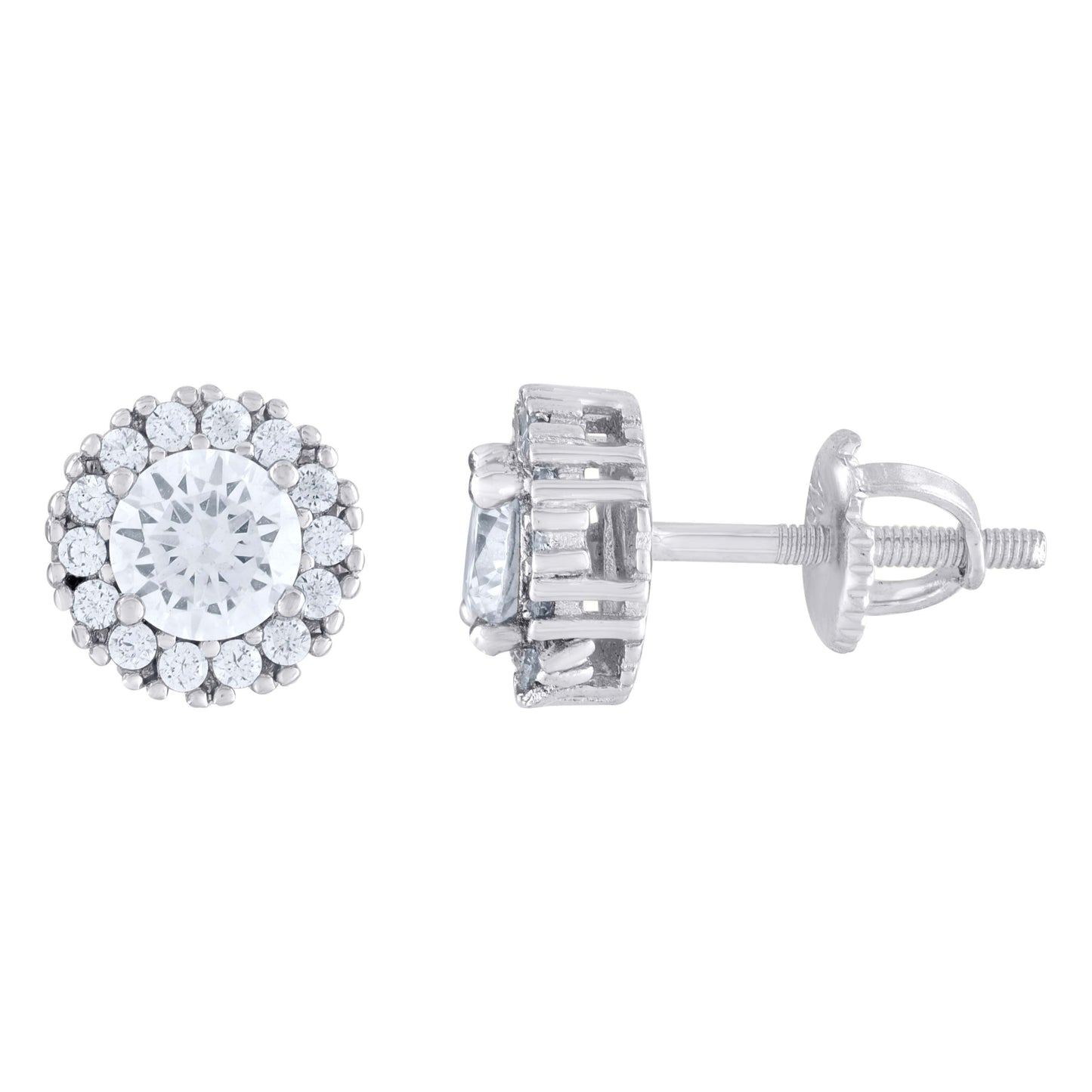 Sterling Silver Or Yellow-Tone Womens Moissanite 8.4mm Fashion Stud Earrings Screw Back