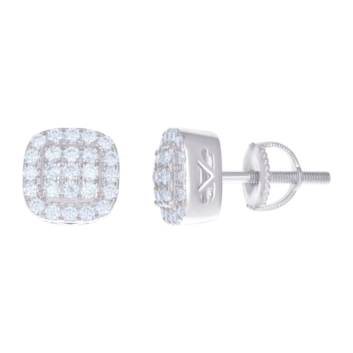 Sterling Silver Or Yellow-Tone Womens Moissanite 0.94Ct Square Stud Earrings