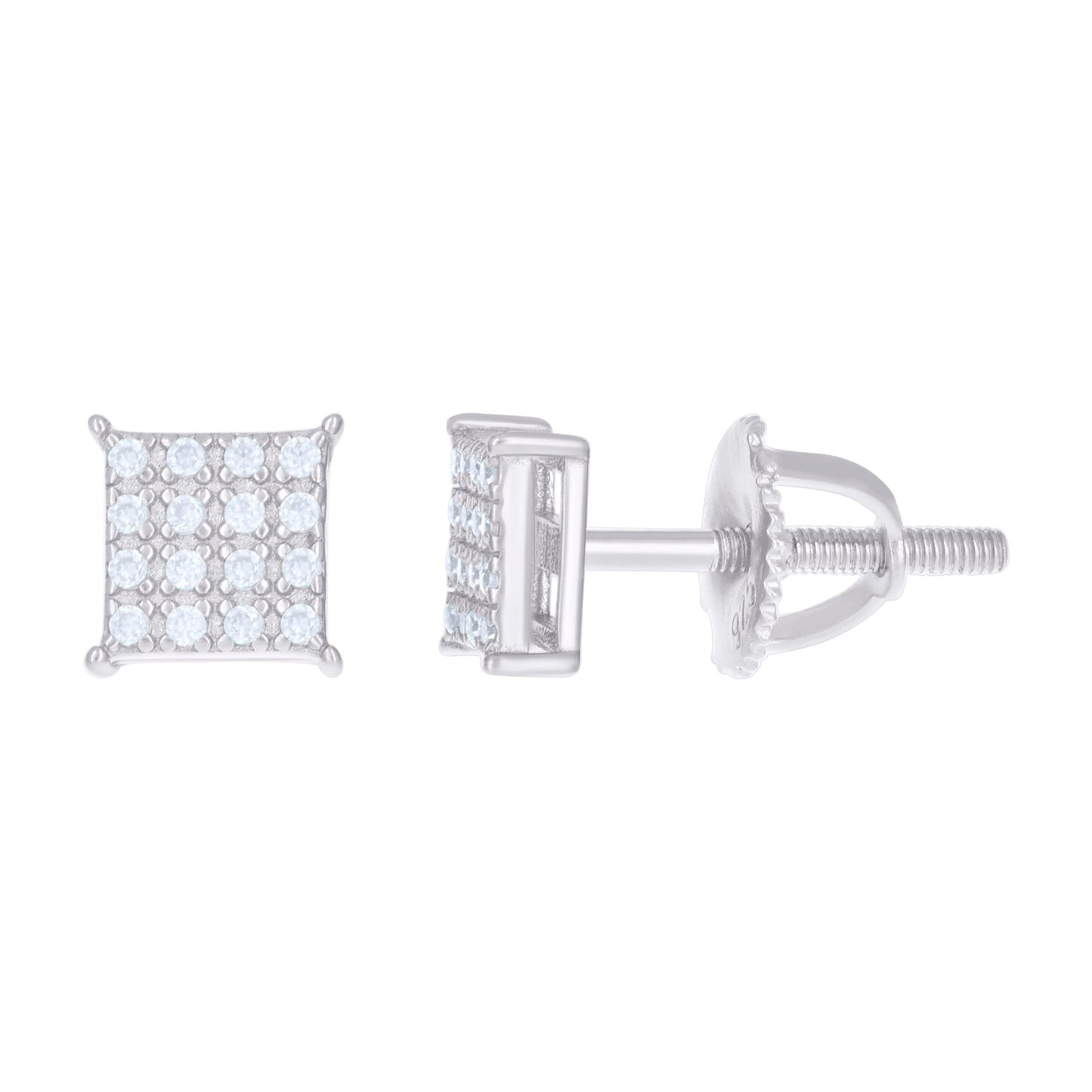 Sterling Silver Or Yellow-Tone Womens 1.1ct Moissanite Square Fashion Stud Earrings