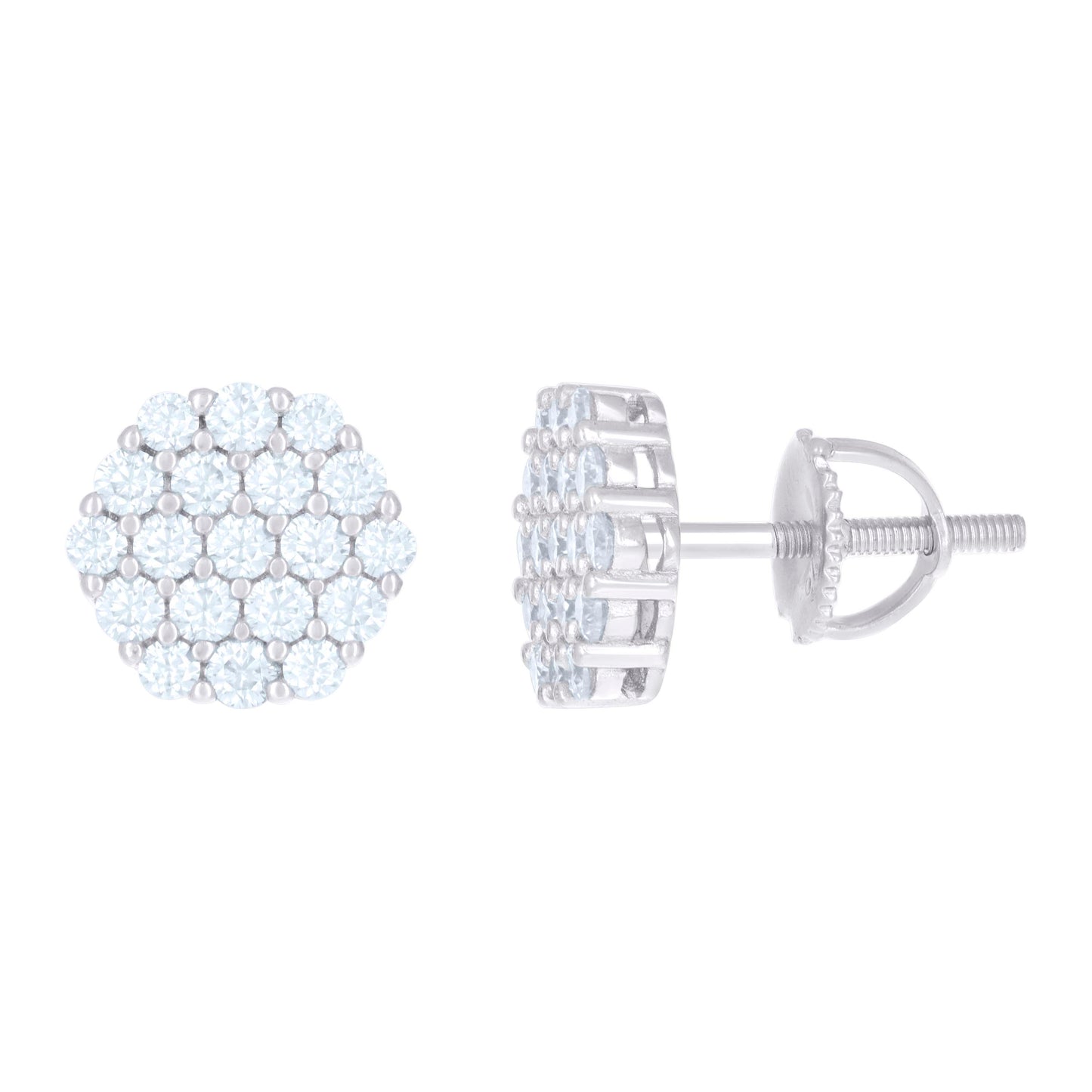 Sterling Silver Or Yellow-Tone Womens 0.76ct Moissanite Octagon Stud Earrings