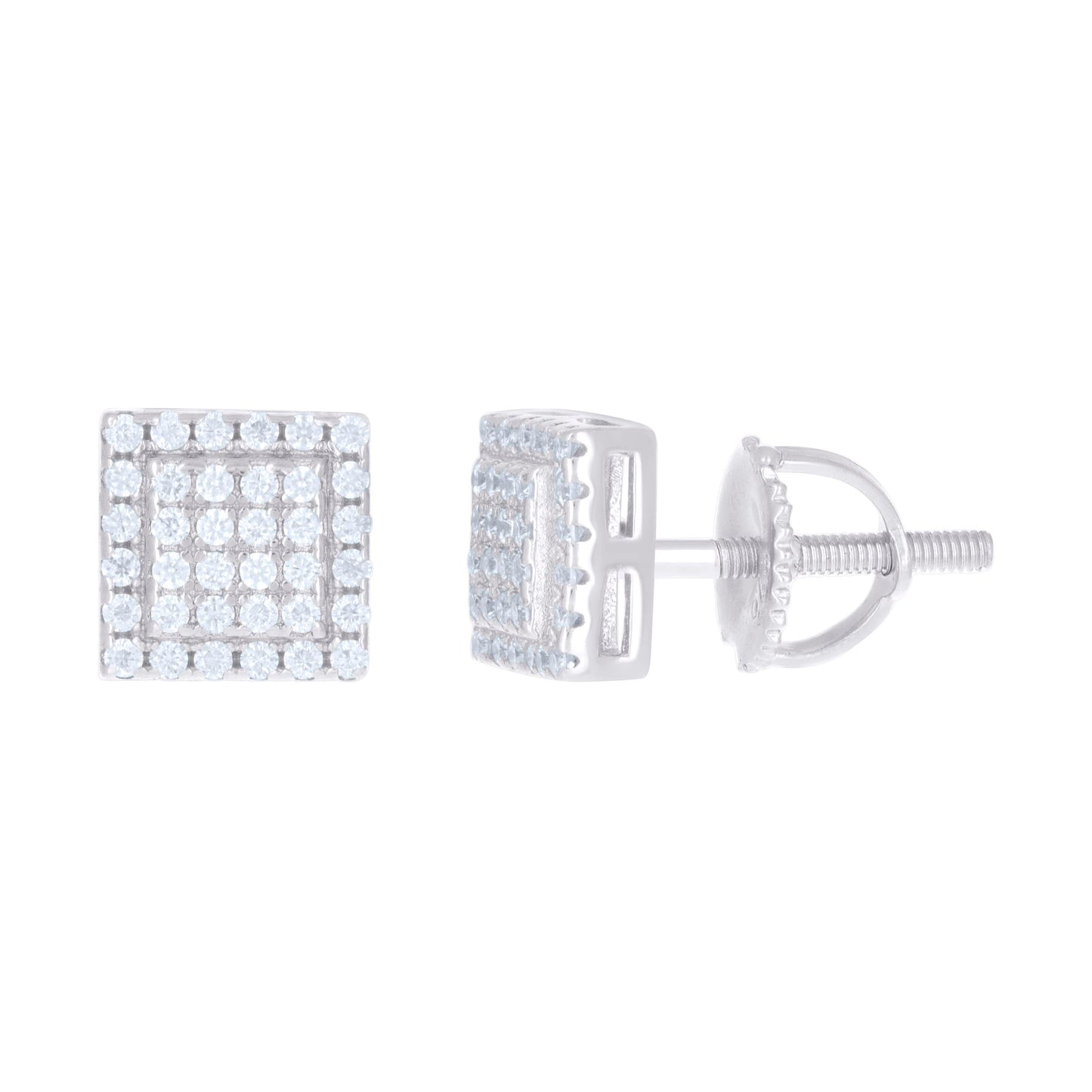 Sterling Silver Or Yellow-Tone Womens 0.22ct Moissanite Square Stud Earrings