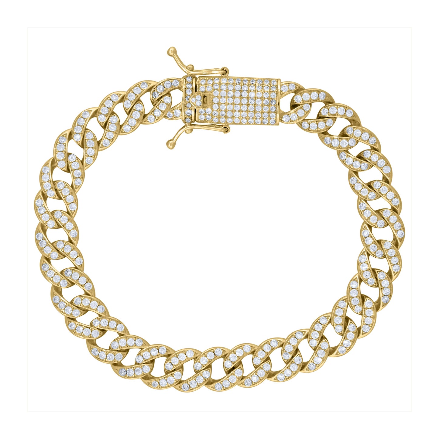 Sterling Silver Or Yellow Tone Moissanite Miami Cuban Chain Bracelet