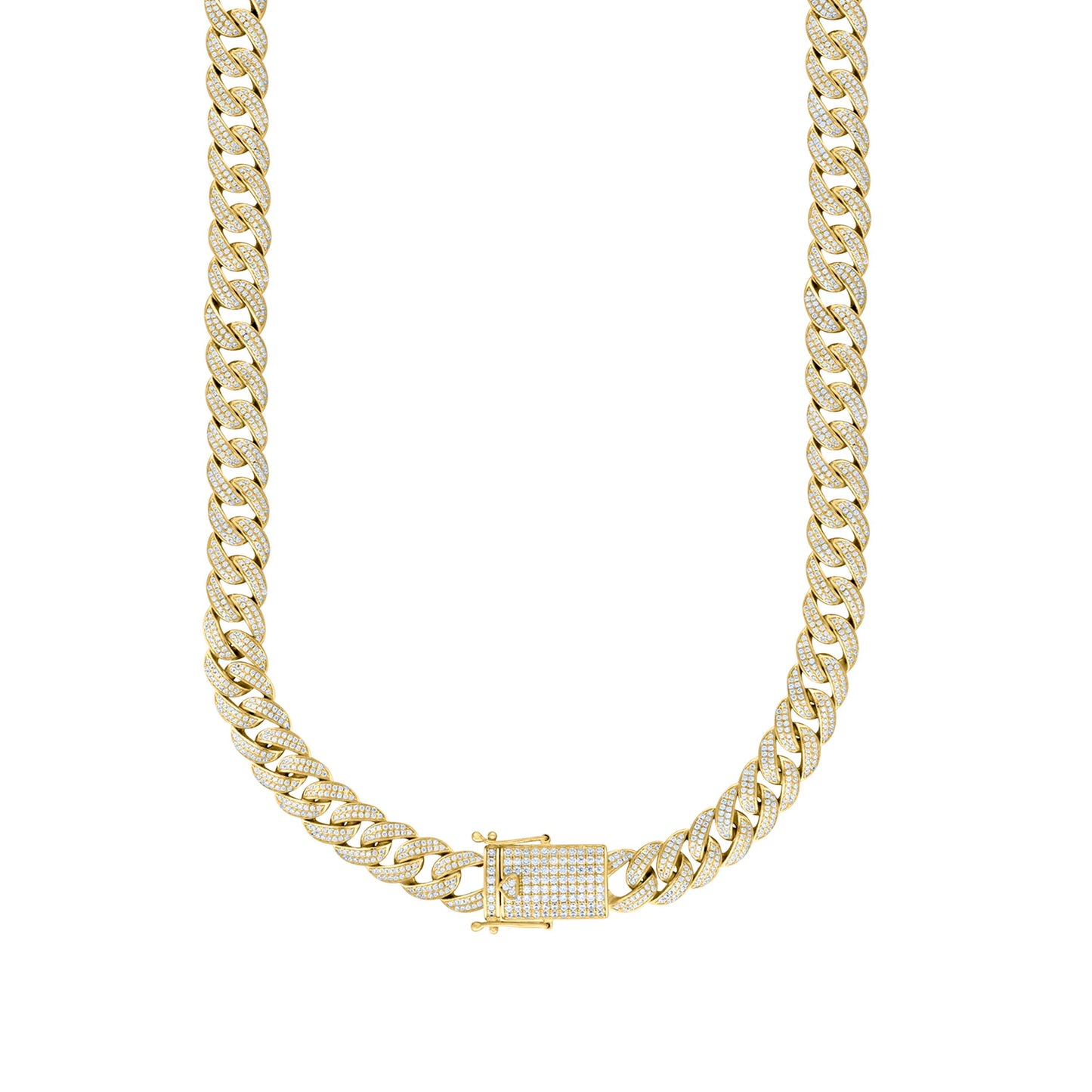 Sterling Silver Or Yellow Tone Moissanite Miami Cuban Chain
