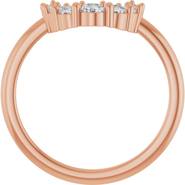 14K Rose Gold Round Polished 1/3 Ctw Natural Diamond Contour Band, Size 7