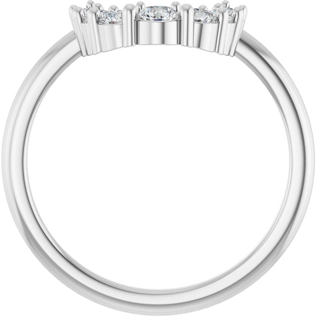 14K White Gold Round Polished 1/3 Ctw Lab-Grown Diamond Contour Band, Size 7