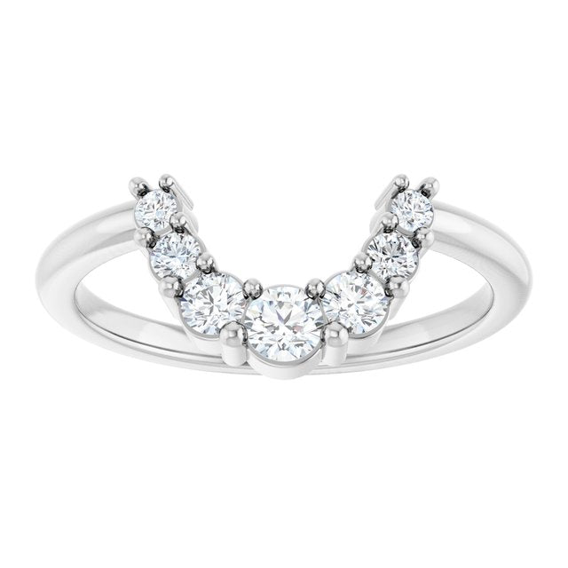 14K White Gold Round Polished 1/3 Ctw Lab-Grown Diamond Contour Band, Size 7