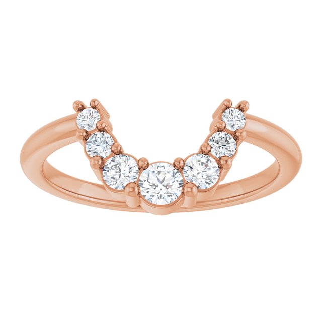 14K Rose Gold Round Polished 1/3 Ctw Natural Diamond Contour Band, Size 7