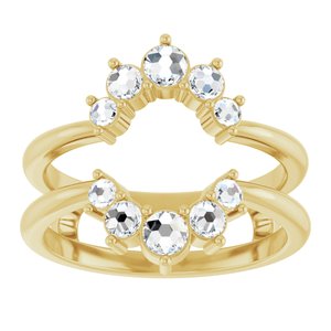 14K Yellow Gold Natural Diamond Round Natural Diamond Polished 1/3 Ctw Natural Rose-Cut Diamond Ring Guard Size 7