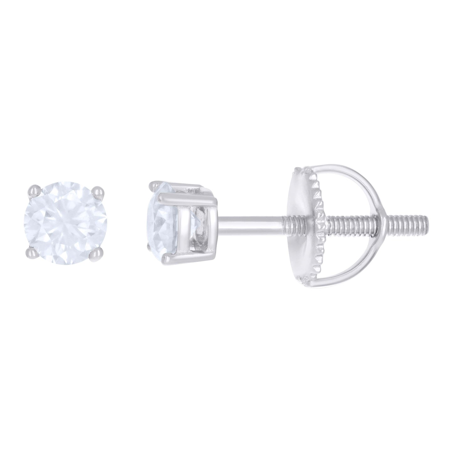 Sterling Silver Or Yellow-Tone Womens Moissanite Stud Earrings Screw Back