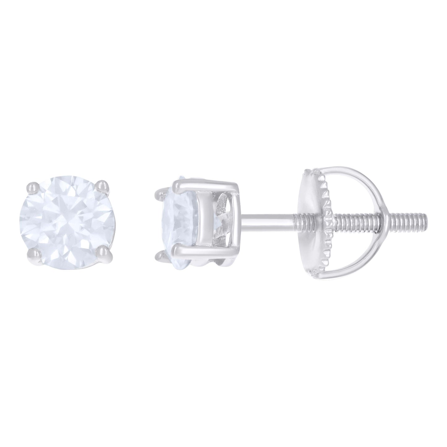 Sterling Silver Or Yellow-Tone Womens Moissanite Stud Earrings Screw Back
