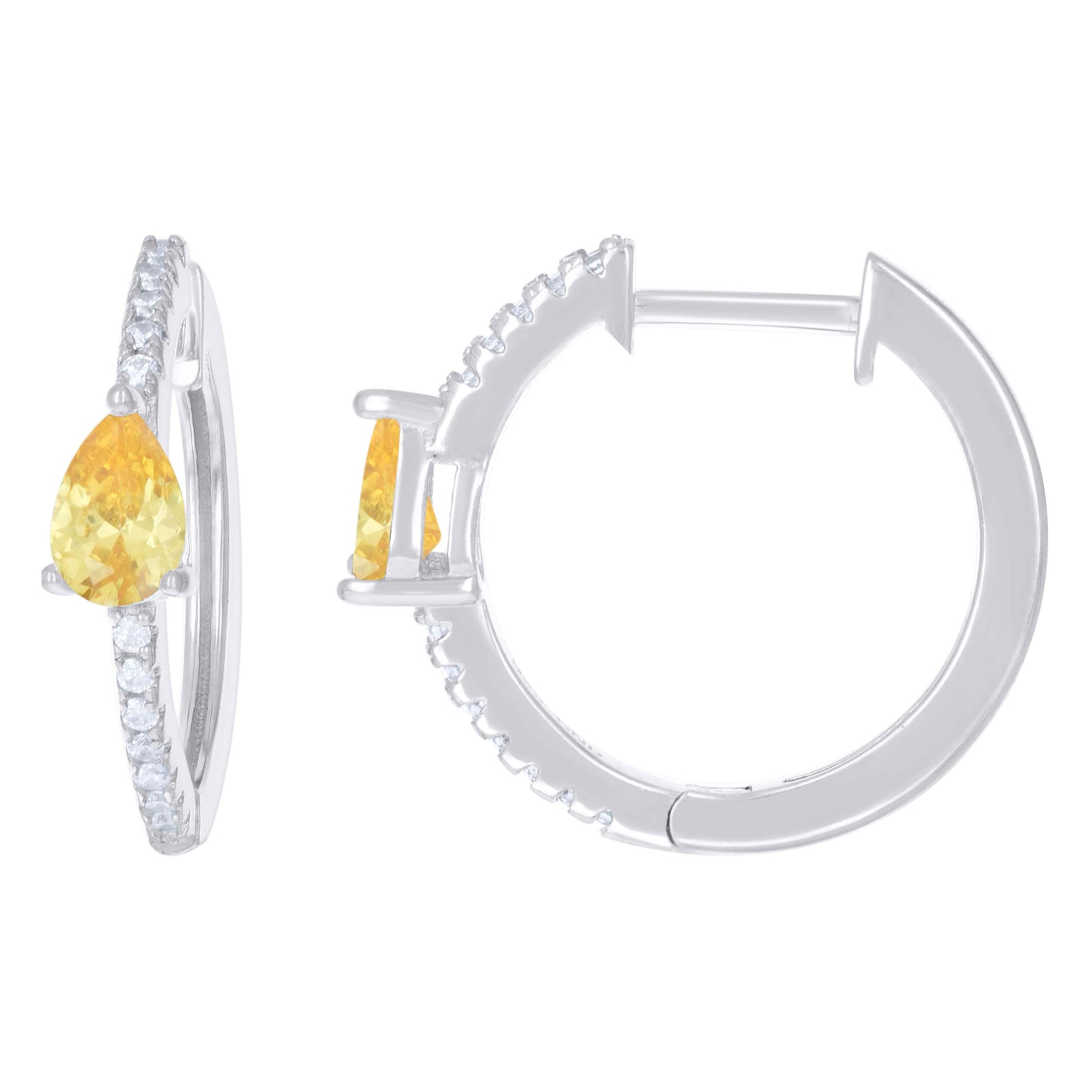 Sterling Silver Womens Cubic-Zirconia Hoop Huggies Earrings