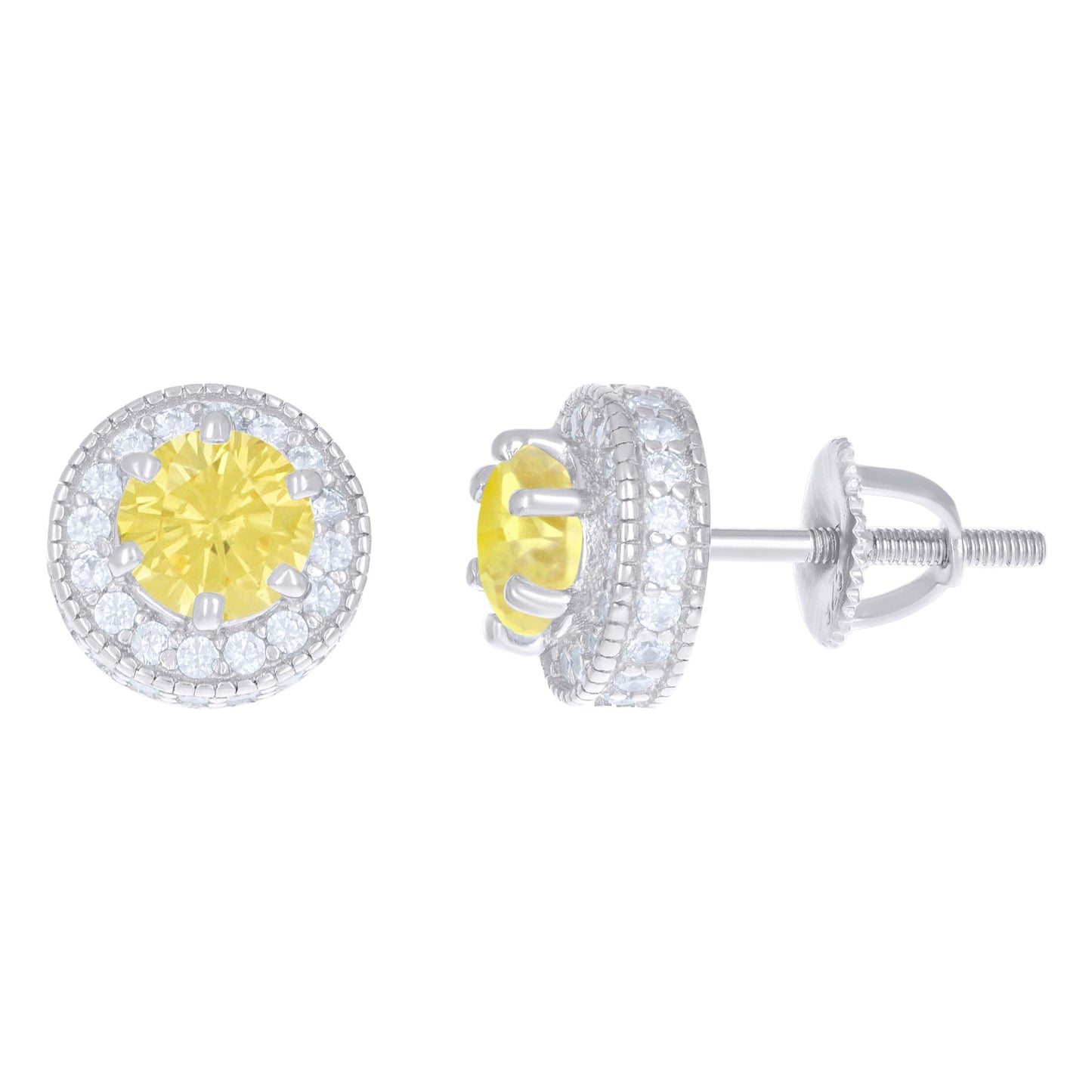 Sterling Silver Womens Cubic-Zirconia Fashion Stud Earrings