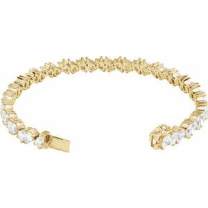 14K Yellow Gold Pear 4.7 X 3.3Mm G-H Si 9 1/2 Ctw Lab-Grown Diamond Line Bracelet, Length: 7 In