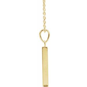 14K Yellow Or White Or Rose Gold Or Sterling Silver Or Platinum Engravable Four-Sided Bar 16-18" Necklace