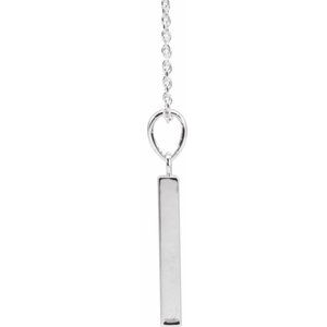 14K Yellow Or White Or Rose Gold Or Sterling Silver Or Platinum Engravable Four-Sided Bar 16-18" Necklace