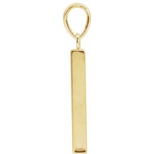 14K Yellow Or Rose Gold Or Sterling Silver Or Platinum Engravable Four-Sided Bar Pendant
