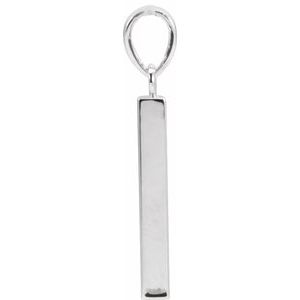 14K Yellow Or Rose Gold Or Sterling Silver Or Platinum Engravable Four-Sided Bar Pendant