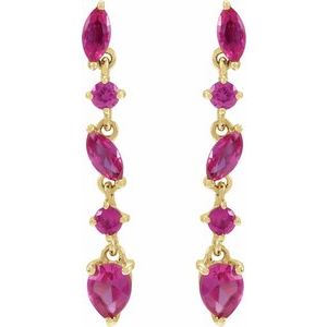 14K Yellow Gold Pear 4 X 3 Mm Natural Ruby Drop Earrings