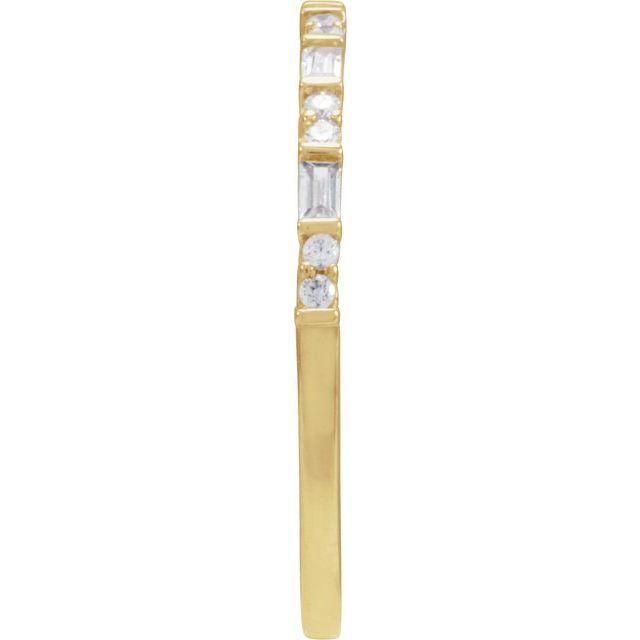 14K Yellow Gold Straight Baguette 2.3 X 1.2 Mm Polished 1/5 Ctw Natural Diamond Stackable Ring, Size 7