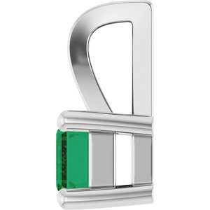 14K White Gold Emerald 6 X 4 Mm Lab Grown Emerald Pendant
