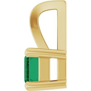 14K Yellow Gold Emerald 6 X 4 Mm Lab Grown Emerald Pendant