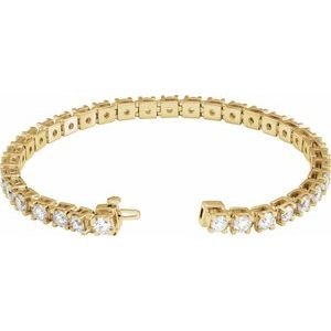 14K Yellow Gold Round 3.75Mm G-H Si1-Si2 8 Ctw Lab-Grown Diamond Line Bracelet, Length: 7.25 In