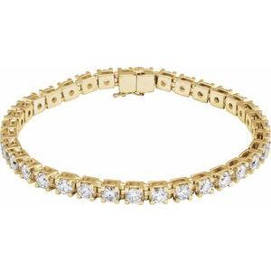 14K Yellow Gold Round 3.75Mm G-H Si1-Si2 8 Ctw Lab-Grown Diamond Line Bracelet, Length: 7.25 In