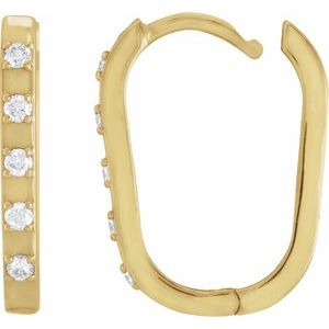 14K Yellow Gold 17.25 X 11 Mm 2 Mm Natural Diamond Round 1.5Mm Pair Hinged Polished 1/8 Ctw Natural Diamond Hoop Earrings