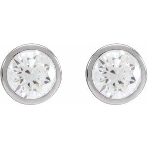14K White Gold Round 5.2Mm Si2-Si3, G-H 1 Ctw Natural Diamond Cocktail-Style Bezel-set Friction Back Earrings