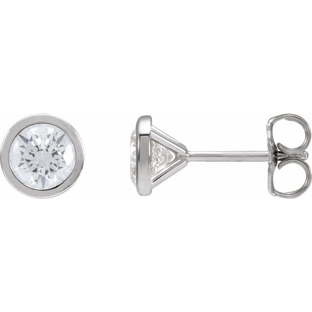 14K Yellow Or White Gold Round Si1-Si2, Gh Friction Back Bezel Polished Lab-Grown Diamond Cocktail-Style Earrings