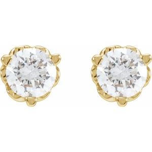 14K Yellow Gold Round 3Mm Si1-Si2, Gh 1/5 Ctw Lab-Grown Diamond 3-Prong Friction Back Infinity-Inspired Earrings