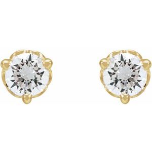 14K Yellow Gold Round 3Mm Si1-Si2, Gh 1/5 Ctw Lab-Grown Diamond 3-Prong Scroll Friction Back Earrings