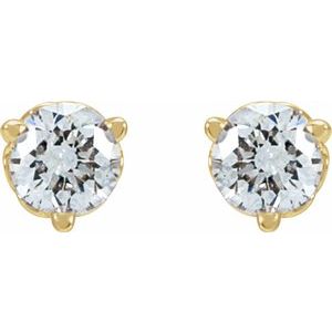 14K Yellow Gold Round 3.5Mm Si1-Si2, Gh 1/3 Ctw Lab-Grown Diamond 3-Prong Scroll Friction Back Earrings