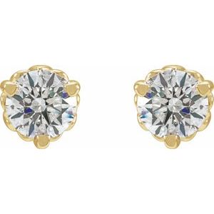 14K Yellow Gold Round 3.5Mm Si1-Si2, Gh 1/3 Ctw Lab-Grown Diamond 3-Prong Fleur-De-Lis Friction Back Earrings