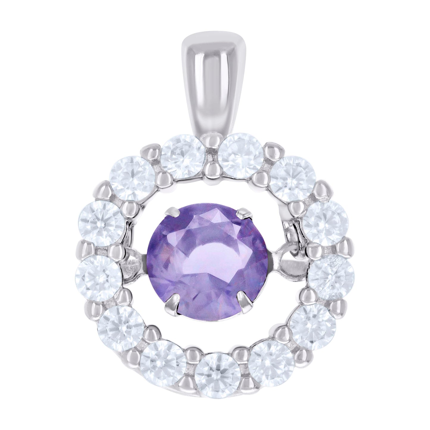 Sterling Silver Womens Cubic Zirconia Fashion Round Charm Pendant