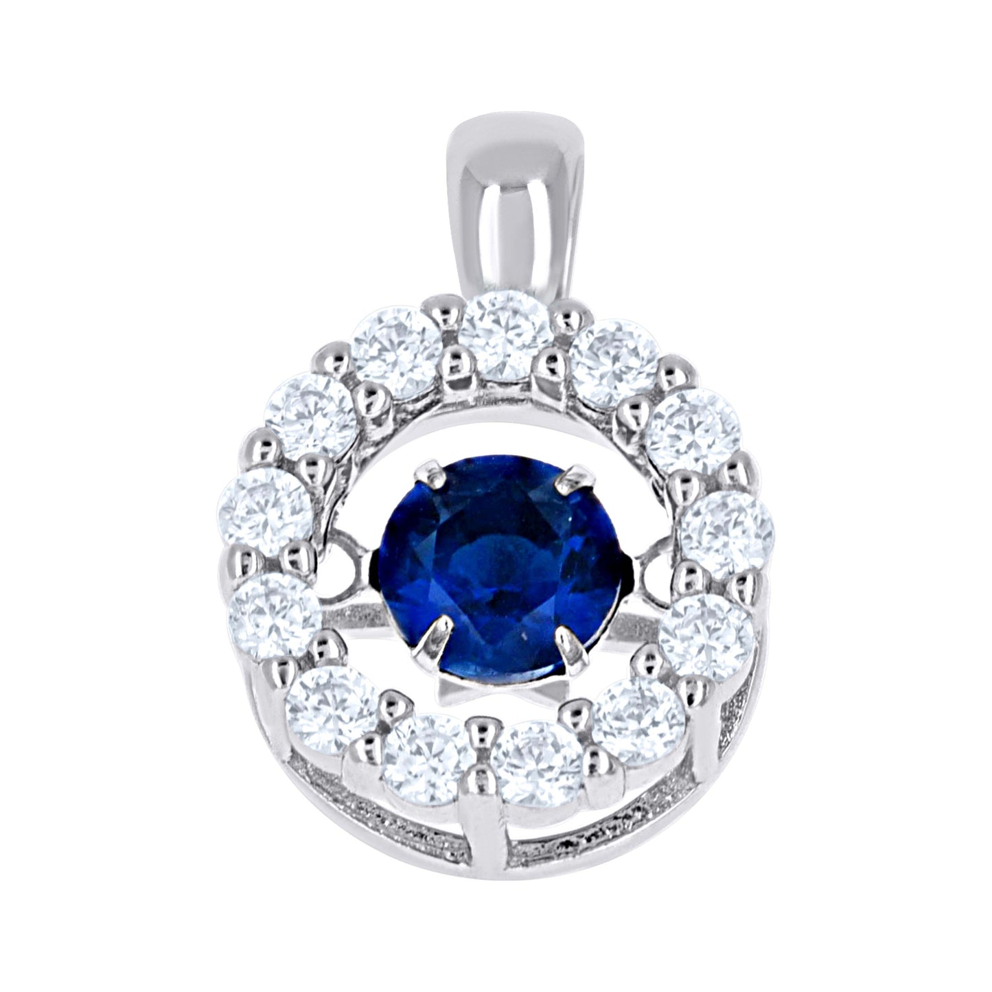 Sterling Silver Womens Cubic Zirconia Fashion Round Charm Pendant